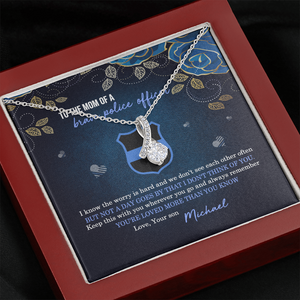 Police Mom Alluring Beauty Necklace - To The Mom Of A Brave Police Message Card - Jewelry - GoDuckee