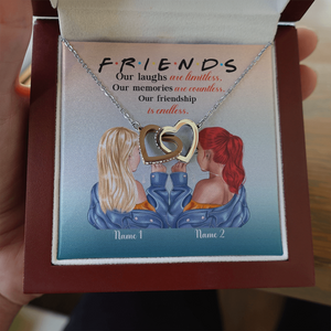 Friend Our Friendship Is Endless - Personalized Interlocking Hearts Necklace - Gift for Bestie - Jewelry - GoDuckee