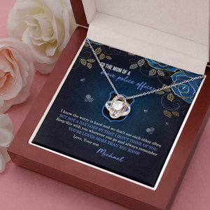 Police Mom Love Knot Necklace - To The Mom Of A Brave Police Message Card - Jewelry - GoDuckee