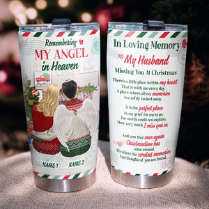 Personalized Heaven Tumbler - In Loving Memory My Husband - Remembering My Angel In Heaven - Tumbler Cup - GoDuckee