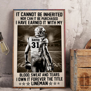 Vintage American Football Player Poster - I Own It Forever The Title Lineman - Custom Name, Number - Poster & Canvas - GoDuckee
