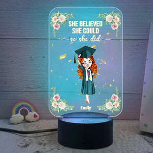 Personalized Graduate Led Night Light She Believed She Could So She Did chibi graduation - Led Night Light - GoDuckee