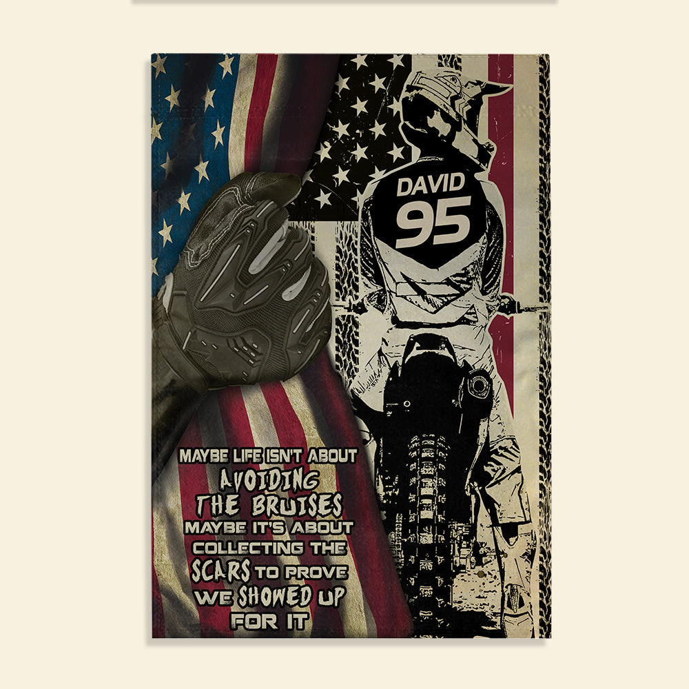 Motocross Maybe Life Isn't About Avoiding The Bruises Personalized Fag Gift For Motocross Lovers - Flag - GoDuckee