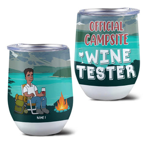 Simpsonized Camping Lover Wine Tumbler - Official Campsite Tester - Wine Tumbler - GoDuckee