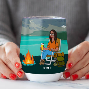 Simpsonized Camping Lover Wine Tumbler - Official Campsite Tester - Wine Tumbler - GoDuckee