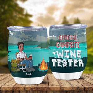 Simpsonized Camping Lover Wine Tumbler - Official Campsite Tester - Wine Tumbler - GoDuckee
