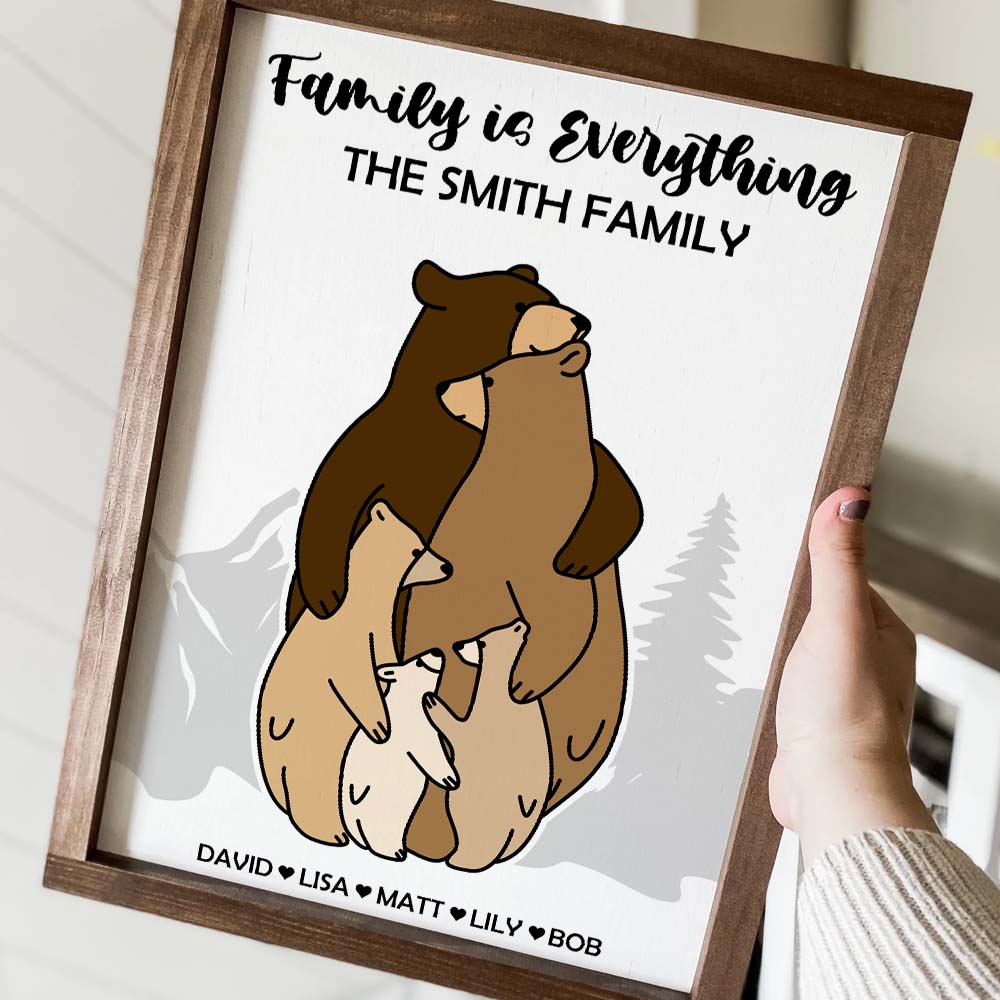 Family Is Everything, Family Hugging Bear Canvas Poster - Poster & Canvas - GoDuckee