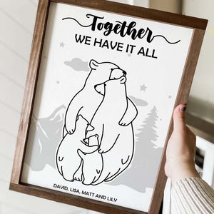Bear Family Line Art, Family Hug Canvas Poster - Poster & Canvas - GoDuckee