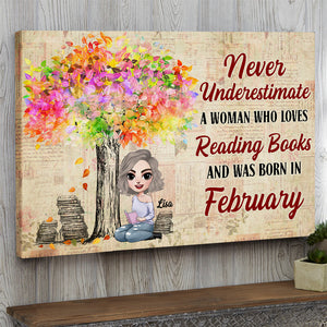 Personalized Reading Girl Poster - Never Underestimate A Woman Who Loves Reading Books - Watercolor Background - Poster & Canvas - GoDuckee