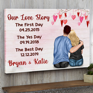 Personalized Jean Couple Poster - Our Love Story The First Day The Yes Day The Best Day - Poster & Canvas - GoDuckee