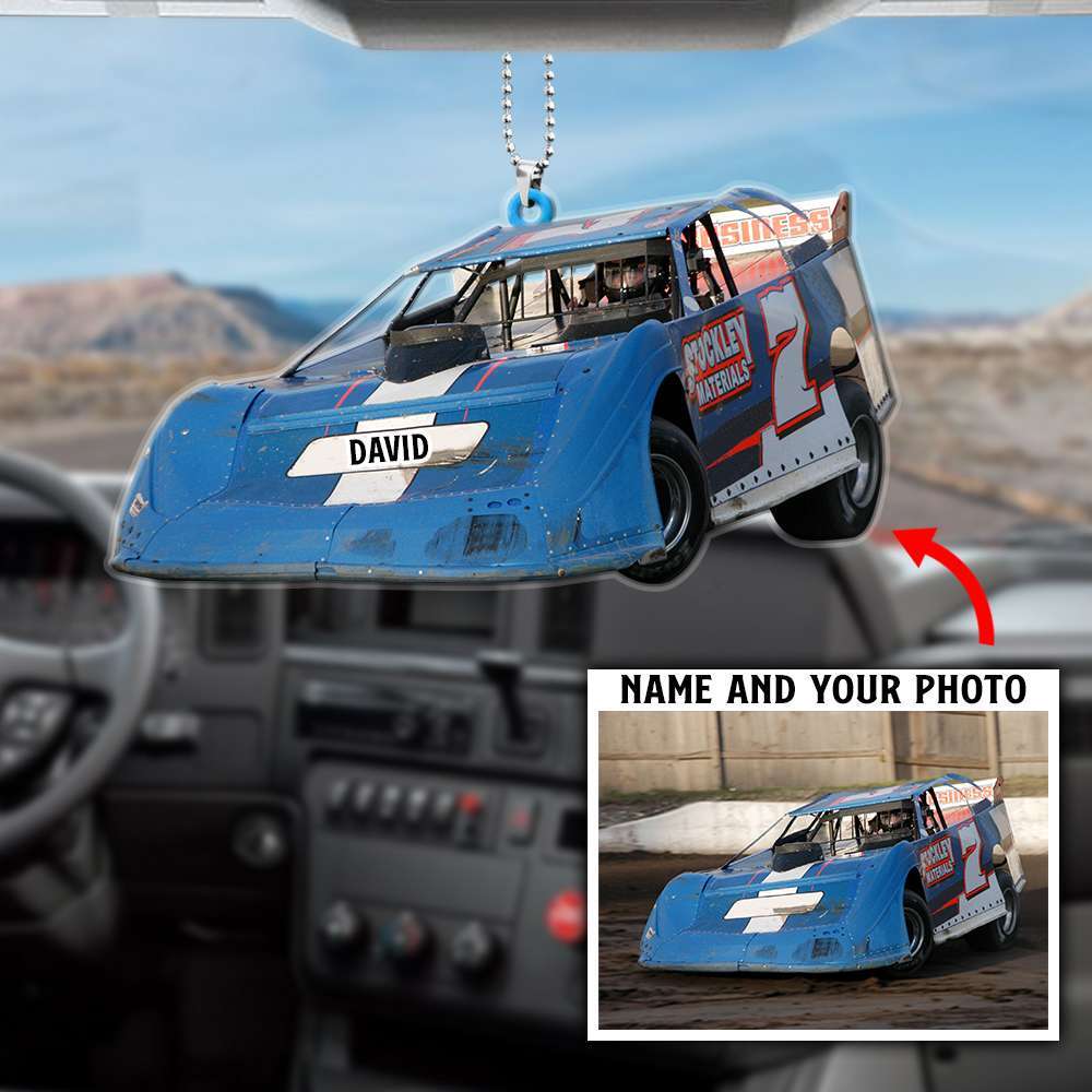 Custom Image - Dirt Track Racing - Personalized Flat Car Ornament - Ornament - GoDuckee
