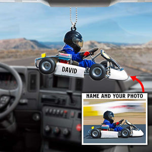 Kart Racing Personalized Flat Car Ornament - Ornament - GoDuckee