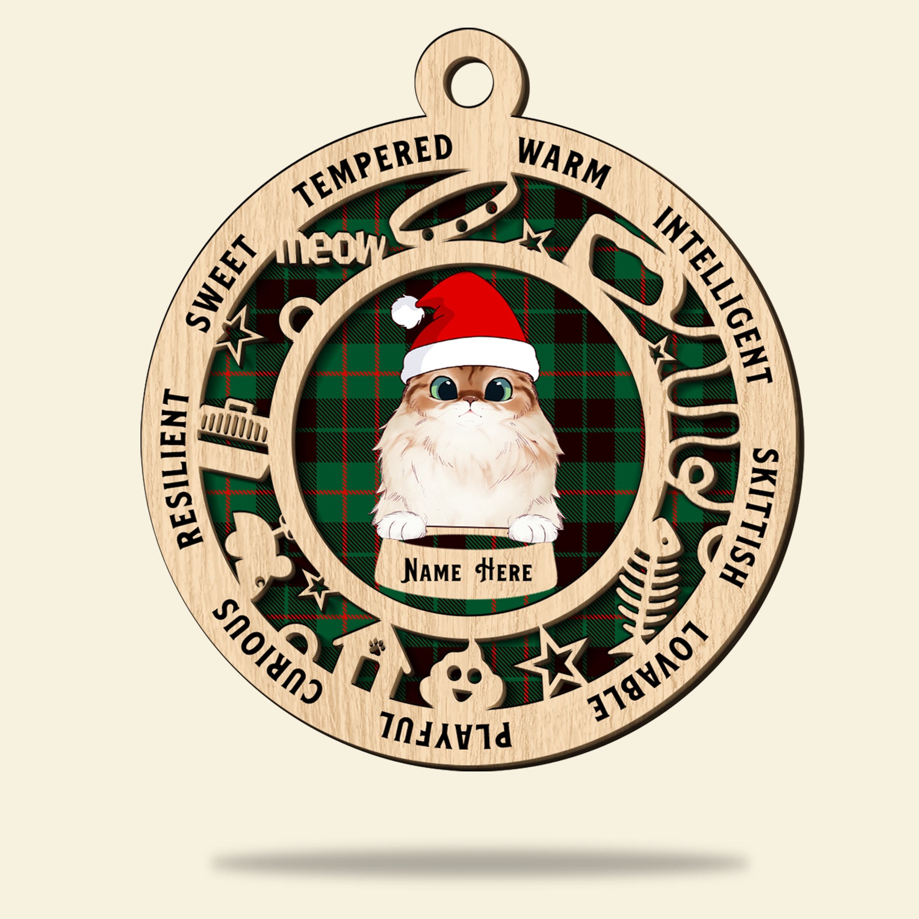 Tempered Warn Intelligent - Personalized Christmas Ornament - Gift for Cat Lovers - Ornament - GoDuckee