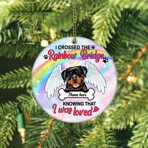 Crossed The Rainbow Bridge - Personalized Memorial Dog Ornament - Memorial Gift Of My Dog - For Dog Lover - Ornament - GoDuckee