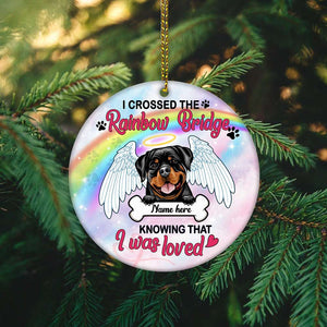 Crossed The Rainbow Bridge - Personalized Memorial Dog Ornament - Memorial Gift Of My Dog - For Dog Lover - Ornament - GoDuckee