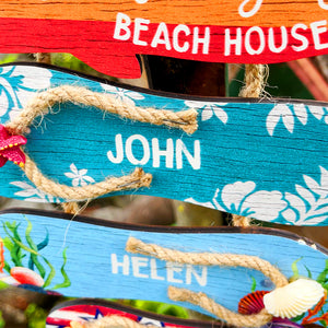 Beach House Personalized Flip Flops Pallet Wood Sign Gift For Family - Wood Sign - GoDuckee