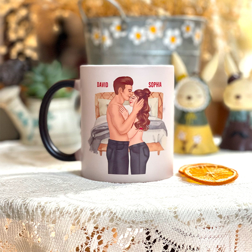 I Love Kissing Your Face, Personalized Couple Kissing Magic Mug - Magic Mug - GoDuckee