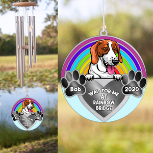 Personalized Memorial Dog/Cat Wind Chimes, Wait For Me At Rainbow Bridge - Wind Chimes - GoDuckee