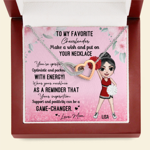 Cheerleader To My Favorite Cheerleader - Personalized Interlocking Hearts Necklace - Jewelry - GoDuckee