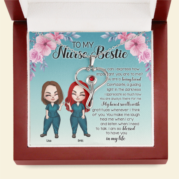 Nurse Bestie So Blessed To Have You In My Life - Personalized Stethoscope Necklace - Gift for Nurse Bestie - Jewelry - GoDuckee
