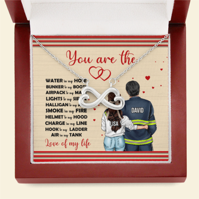 Firefighter Couple You Are The Love - Personalized Infinity Heart Necklace - Jewelry - GoDuckee