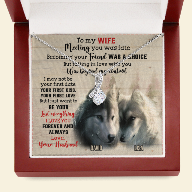 Custom Wolf Couple's Name - Personalized Alluring Beauty Necklace - To My Wife - Jewelry - GoDuckee