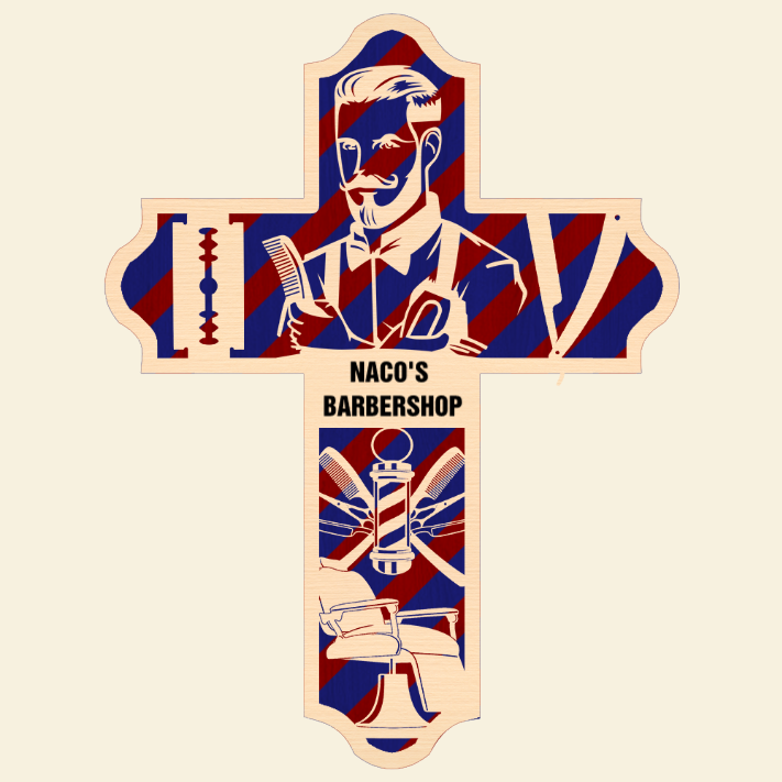 Barber with Equipment - Personalized 3D 2-Layered Wood Art - Gift for Barber - Wood Sign - GoDuckee