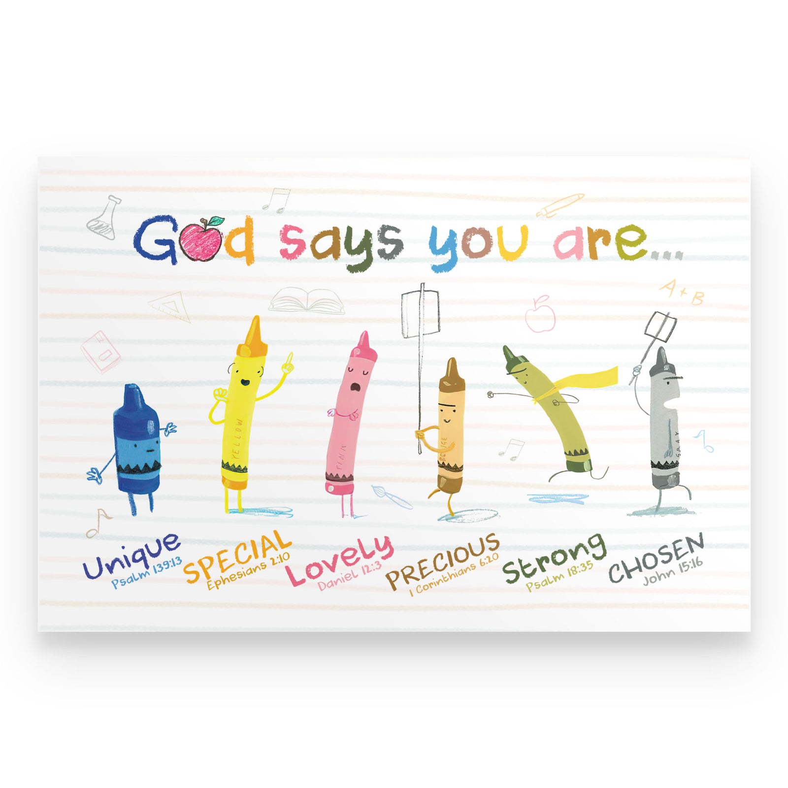 Crayon Teacher Poster - God Says You Are Unique Special Lovely Precious Strong Chosen - Poster & Canvas - GoDuckee