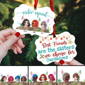 Mermaid Sister Squad, Bitches By Choice - Personalized Sister Friends Benelux Ornament - Gift For Soul Sisters - Ornament - GoDuckee