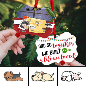 With Dogs And So Sleeping Together - Personalized Couple Benelux Ornament - Christmas Gift for Dog Lovers - Ornament - GoDuckee