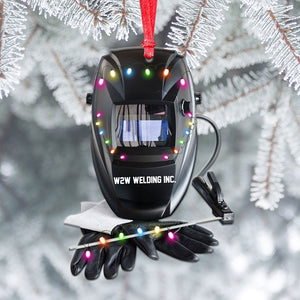 Welder Helmet and Gloves Welding Protective Gear Personalized Christmas Ornament - Ornament - GoDuckee