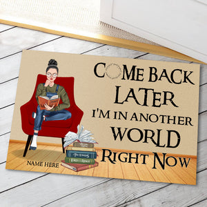 Personalized Reading Girl Doormat - Come Back Later I Am In Another World Right Now - Doormat - GoDuckee