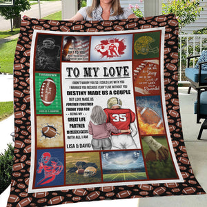Personalized American Football Couple Blanket - To My Love I Didn't Marry You You So I Could Live With You - Blanket - GoDuckee