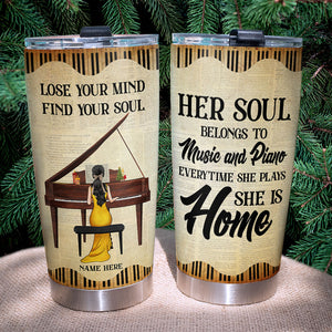 Personalized Piano Girl Tumbler - Her Soul Belong To Music And Piano - Tumbler Cup - GoDuckee