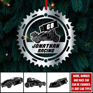 Dirt Track Racing Custom Racer Name & Number, Personalized Acrylic Ornament, Christmas Gift - Ornament - GoDuckee