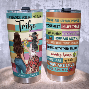 Personalized Hippie Friend Tumbler Cup - Thanks For Being My Tribe - Tumbler Cup - GoDuckee