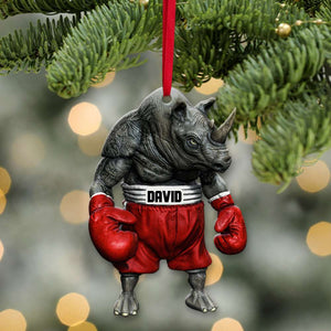 Boxing Rhino - Personalized Christmas Ornament - Gifts for Boxers - Ornament - GoDuckee