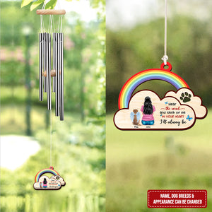 In Your Heart I'll Always Be, Personalized Memorial Pet Rainbow Wind Chimes - Wind Chimes - GoDuckee