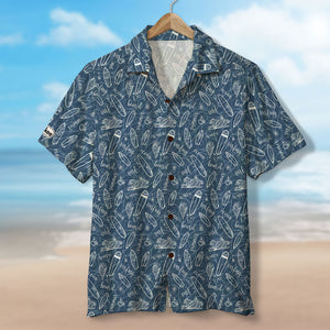 Surfing Hawaiian Shirt - Dark Blue Style Surfing Boards - Hawaiian Shirts - GoDuckee