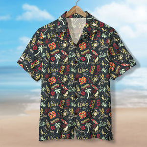 Surfing Hawaiian Shirt - Cute Surf Beach Cartoon Pattern - Hawaiian Shirts - GoDuckee