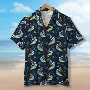 Surfing Hawaiian Shirt - Surfing Skeleton & Palm Trees Pattern - Hawaiian Shirts - GoDuckee