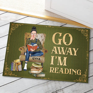 Personalized Reading Girl Doormat - Go Away I Am Reading - Vintage Antique Theme - Doormat - GoDuckee