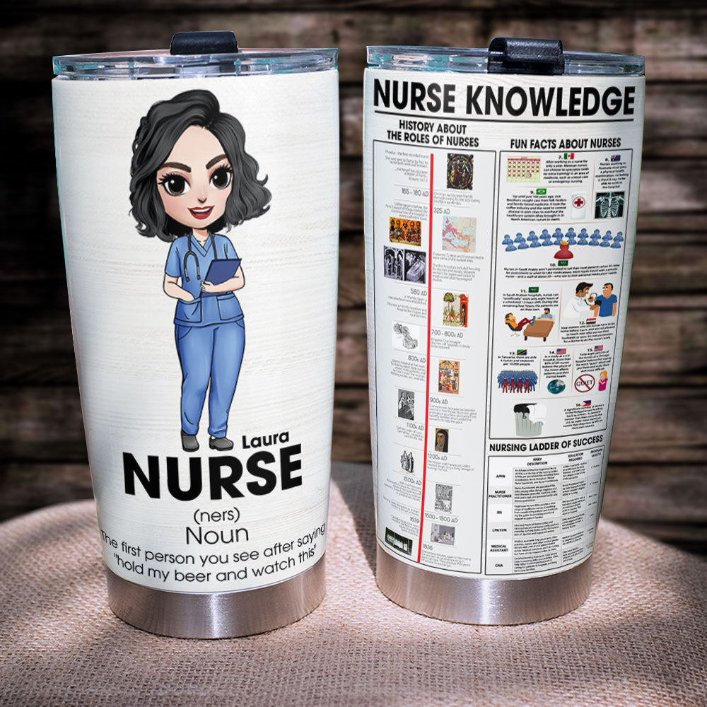 Personalized Nurse Tumbler - The First Person You See After Saying Hold My Beer And Watch This Fol9-Vd2 - Tumbler Cup - GoDuckee