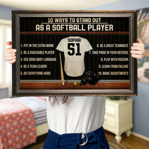 Personalized Softball Uniform Poster - 10 Ways To Stand Out As A Softball Player - Retro - Poster & Canvas - GoDuckee