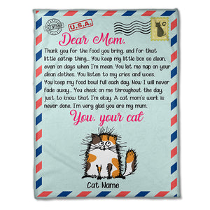 Personalized Cartoon Cat Breeds Blanket - Dear Cat Mom, Love From Cats - Stamps Postage - Blanket - GoDuckee