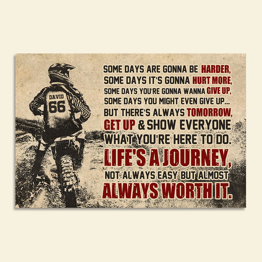 Motocross - Personalized Dirt Bike Racer Poster - Some Days Are Gonna Be Harder - Poster & Canvas - GoDuckee