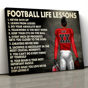 American Football Life Lessons Never Give Up Personalized Wall Art - Poster & Canvas - GoDuckee