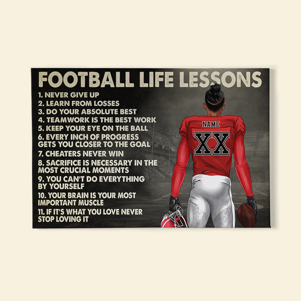 American Football Life Lessons Never Give Up Personalized Wall Art - Poster & Canvas - GoDuckee