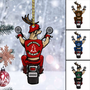 Biker Driving Deer - Personalized Christmas Ornament - Gift for Bikers - Back Deer Driving - Ornament - GoDuckee