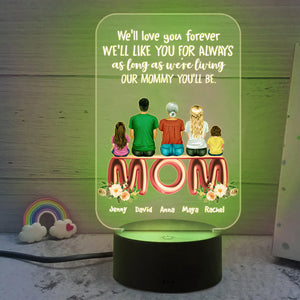 We'll Love You Forever - Personalized Led Night Light - Gift For Mom - Family Sitting Together - Led Night Light - GoDuckee